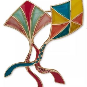 Brand new Gold-Tone multicolor Epoxy Crystal Kite Pin.
